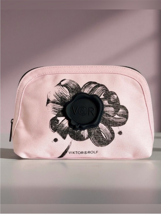 Viktor & Rolf Handbags - Viktor & Rolf Flowerbomb Pink
Canvas Cosmetic Pouch with Black
Floral Seal NEW